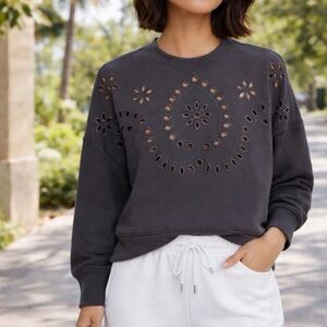 Rails Charcoal Eyelet Sweatshirt